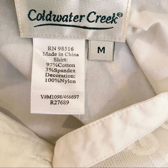 Coldwater Creek White Cotton Lace Embellished Blouse Cottagecore Medium - Picture 6 of 6